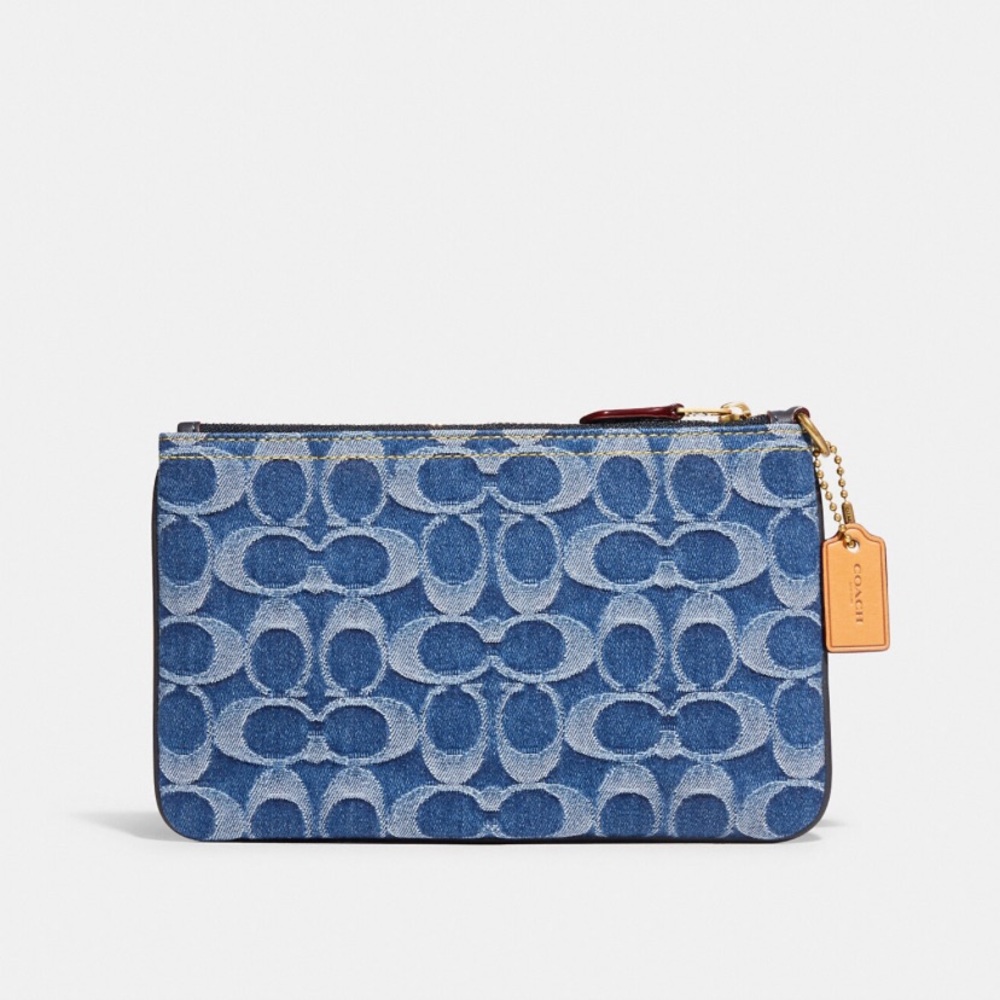 Coach Small Wristlet In Signature Denim